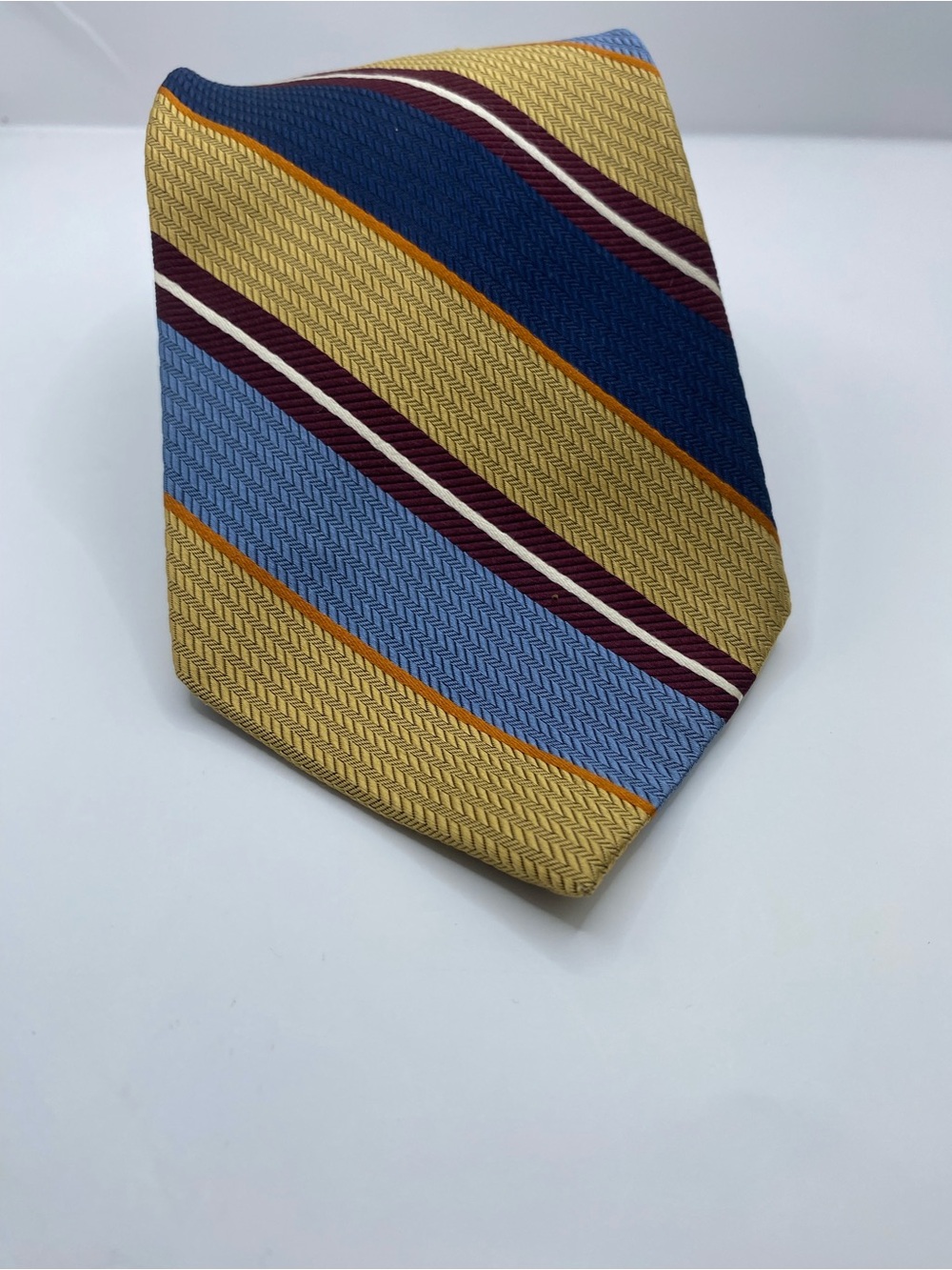 Brooks Brothers Striped Silk Tie in Yellow, Blue & Maroon